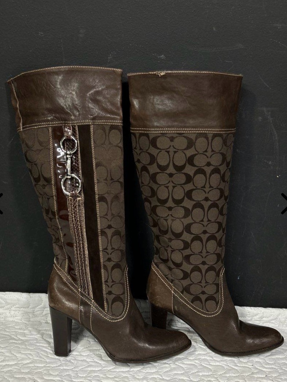 Coach Patterned High knee Brown Boots